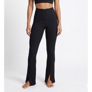 Strut This Anders Black High Rise Ankle Flare Pants Medium Lace-Up Slit